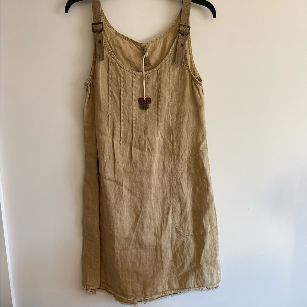 XCVI Tan Midi Dress with Button Detail